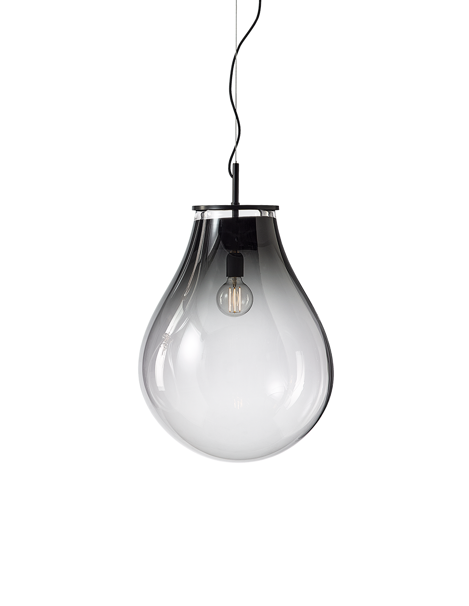 Bomma Luxusní závěsné svítidlo Tim medium ø 50 cm Barva: Kouřové sklo, Povrch Montury: Černá