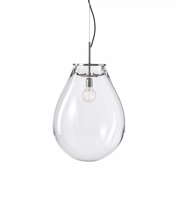 Bomma Luxusní závěsné svítidlo Tim medium ø 50 cm Barva: Čiré sklo, Povrch Montury: Stříbrná