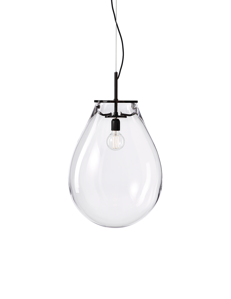 Bomma Luxusní závěsné svítidlo Tim medium ø 50 cm Barva: Čiré sklo, Povrch Montury: Černá