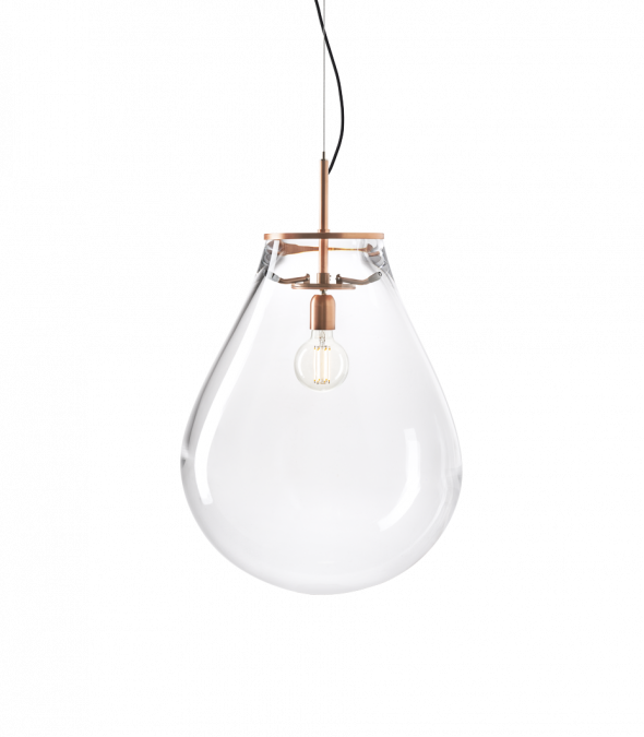 Bomma Luxusní závěsné svítidlo Tim medium ø 50 cm Barva: Čiré sklo, Povrch Montury: Měděná