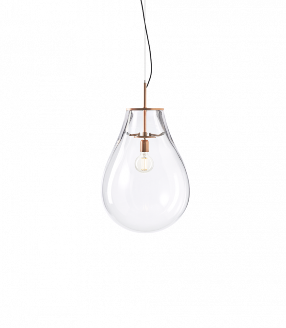Bomma Luxusní závěsné svítidlo Tim small ø 35 cm Barva: Čiré sklo, Povrch Montury: Měděná
