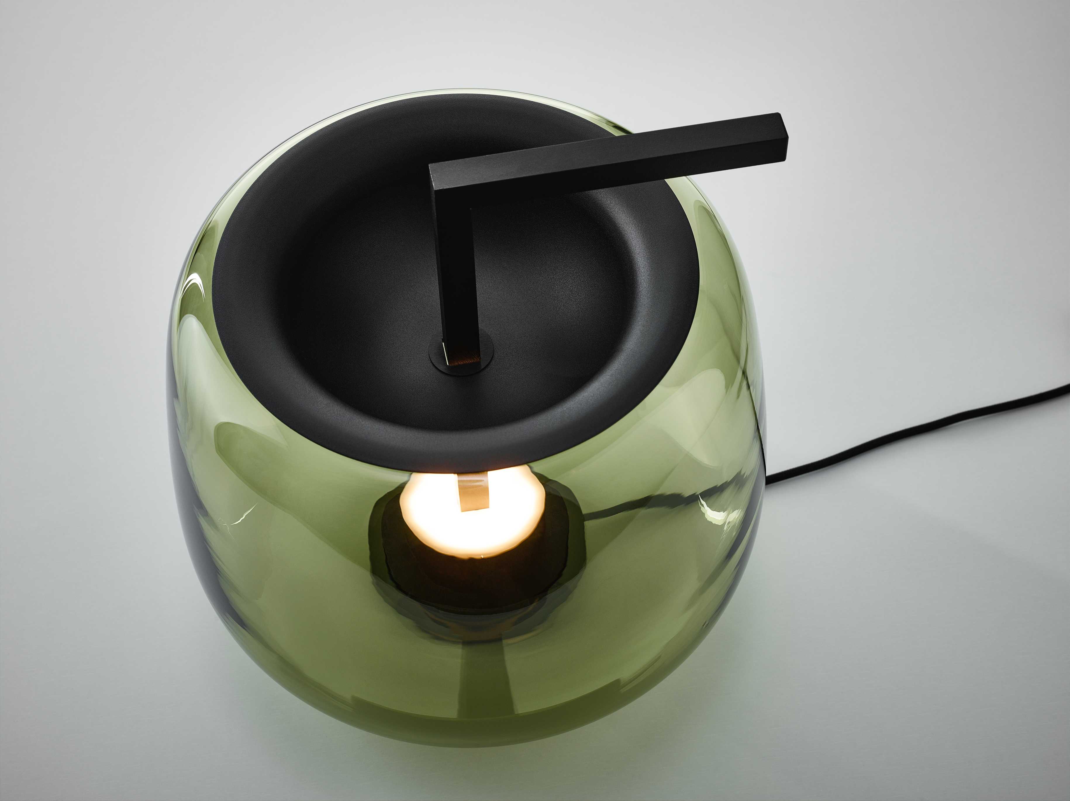 Levně Brokis LED designová stolní lampa Double PC1296 Barva skla: Olivová zelená - transparentní sklo