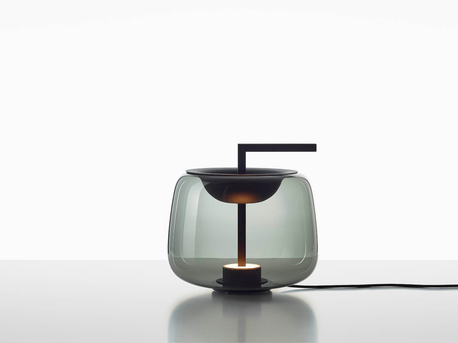 Levně Brokis LED designová stolní lampa Double PC1296 Barva skla: Šedá kouřová - transparentní sklo