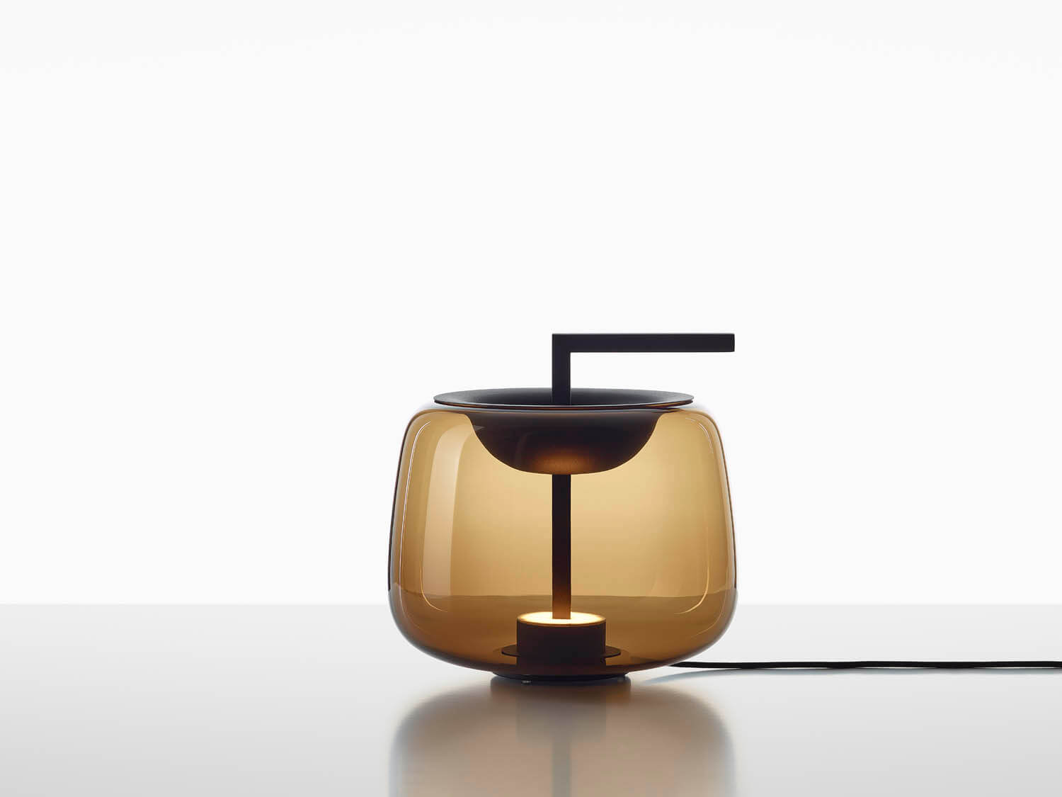 Levně Brokis LED designová stolní lampa Double PC1296 Barva skla: Hnědá kouřová - transparentní sklo