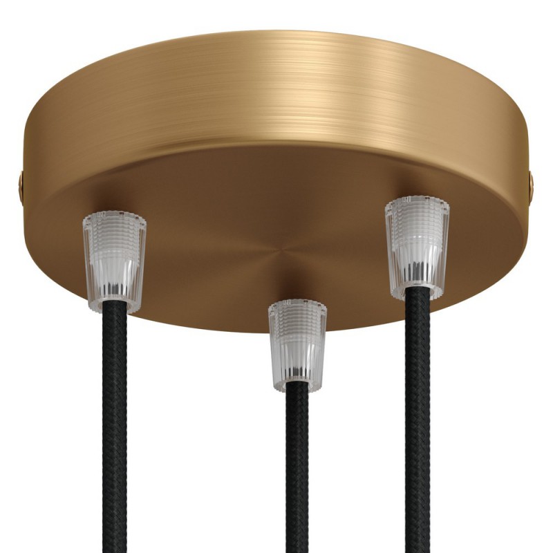creative cables Válcový kovový stropní baldachýn - 3 otvory Barva komponentu: Matný bronz, Kabelová průchodka: Kuželová