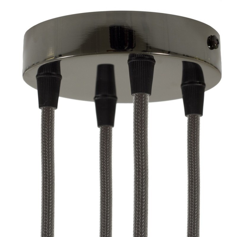 creative cables Válcový kovový stropní baldachýn - 4 otvory Barva komponentu: Černá perleť, Kabelová průchodka: Kuželová