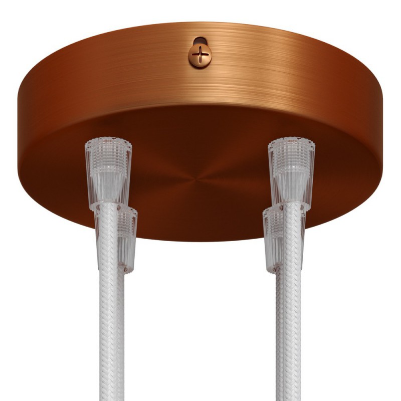 creative cables Válcový kovový stropní baldachýn - 4 otvory Barva komponentu: Matná měď, Kabelová průchodka: Kuželová