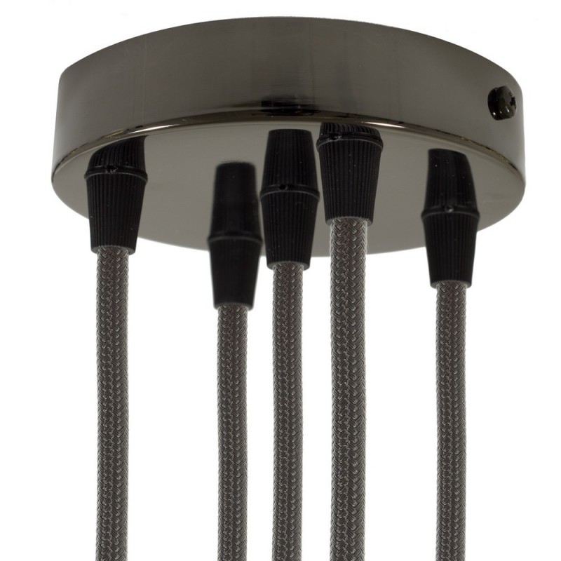 creative cables Válcový kovový stropní baldachýn - 5 otvorů Barva komponentu: Černá perleť, Kabelová průchodka: Kuželová