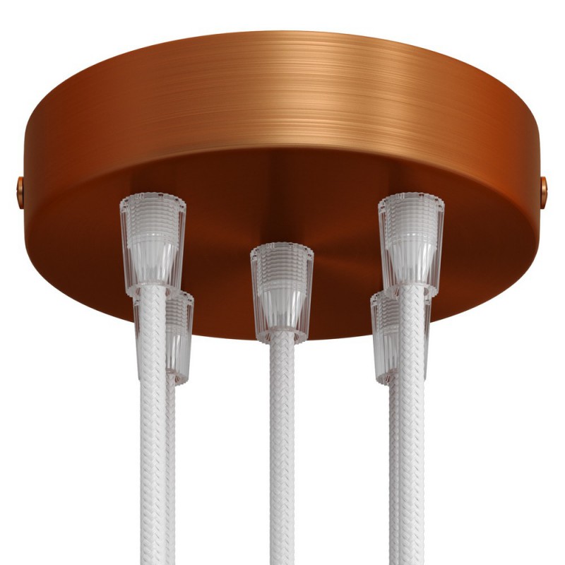 creative cables Válcový kovový stropní baldachýn - 5 otvorů Barva komponentu: Matná měď, Kabelová průchodka: Kuželová