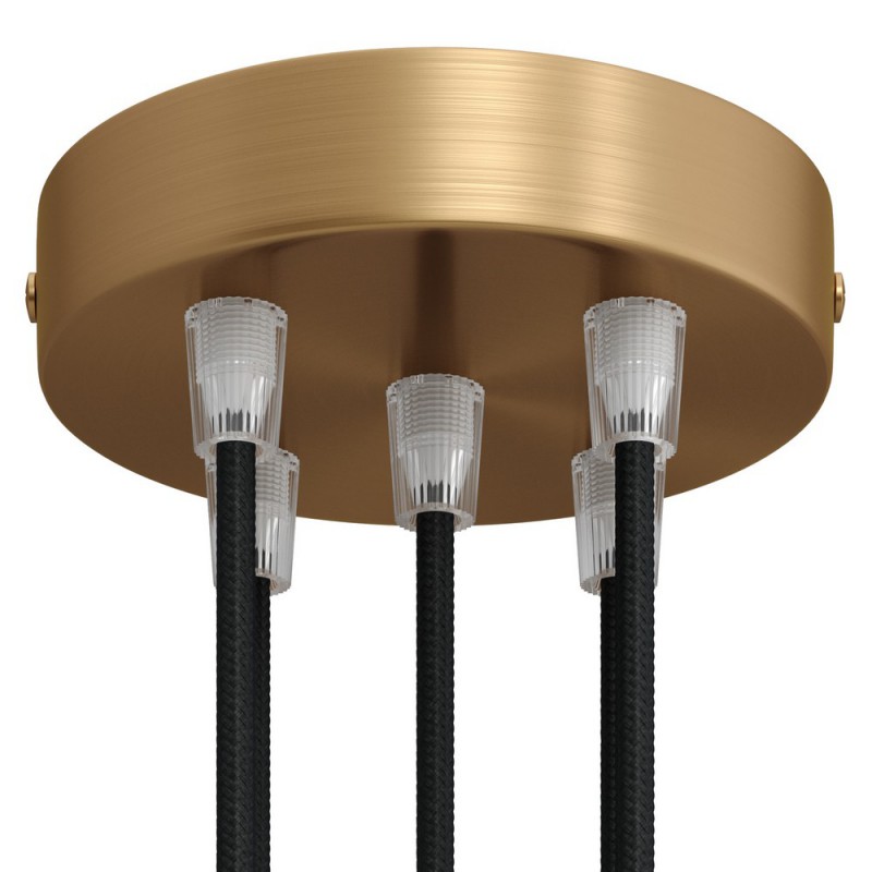 creative cables Válcový kovový stropní baldachýn - 5 otvorů Barva komponentu: Matný bronz, Kabelová průchodka: Kuželová