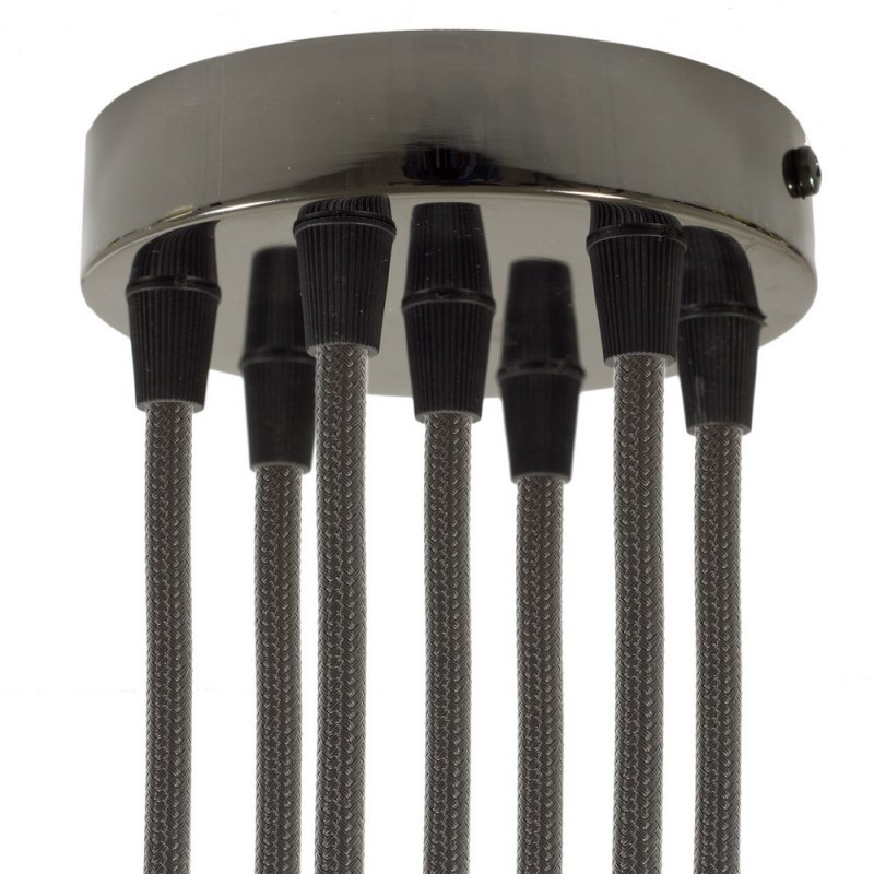 creative cables Válcový kovový stropní baldachýn - 7 otvorů Barva komponentu: Černá perleť, Kabelová průchodka: Kuželová