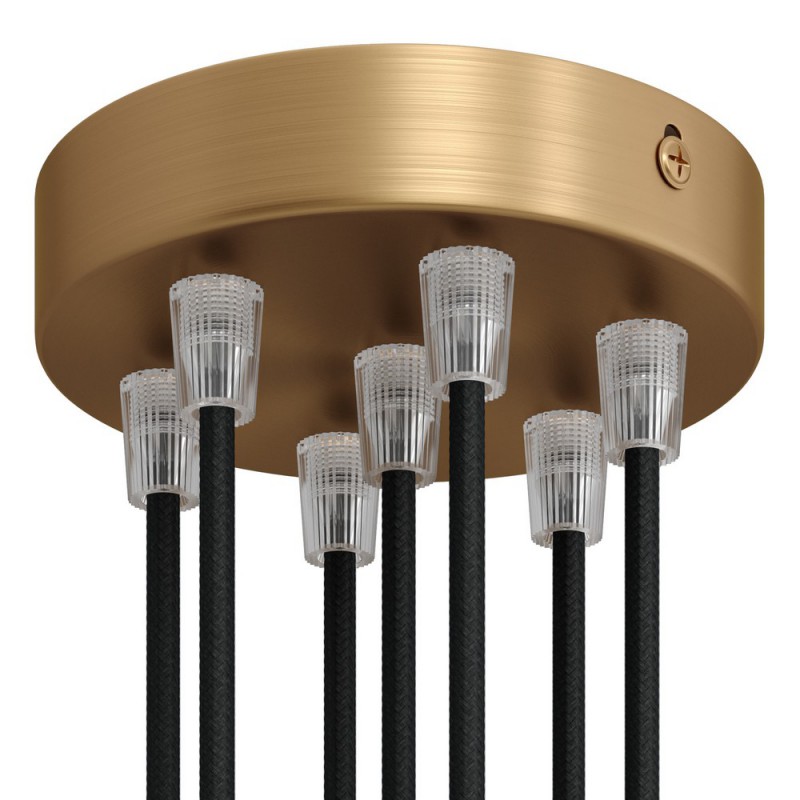 creative cables Válcový kovový stropní baldachýn - 7 otvorů Barva komponentu: Matný bronz, Kabelová průchodka: Kuželová