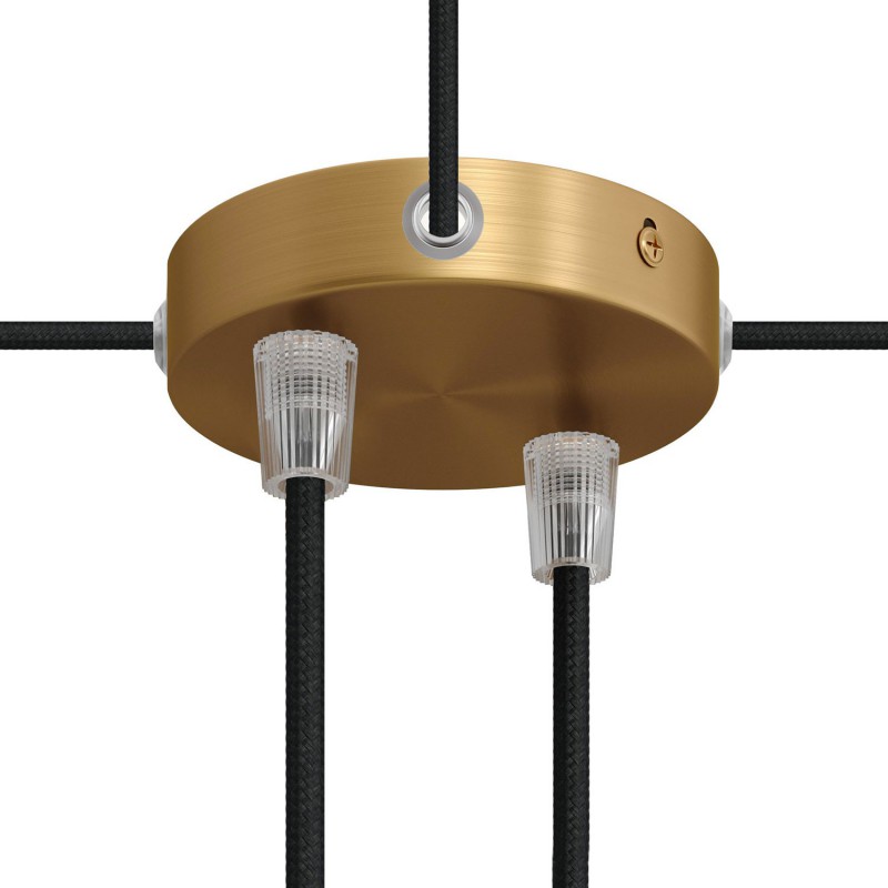 creative cables Malý válcový kovový stropní baldachýn se 2 středovými a 4 bočními otvory v sadě Barva komponentu: Matný bronz, Kabelová průchodka: Kuželová