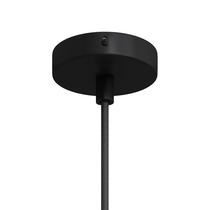 creative cables Malý válcový kovový stropní baldachýn s 1 středovým otvorem Barva komponentu: Černá, Kabelová průchodka: Válcová