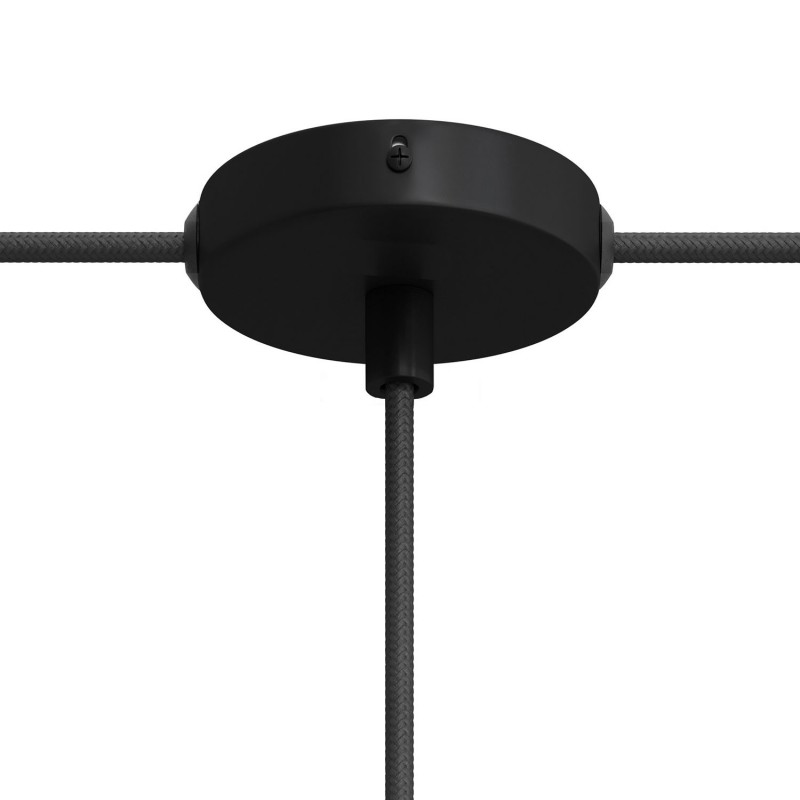 creative cables Malý kovový válcový baldachýn s 1 středovým otvorem a 2 bočními otvory Barva komponentu: Černá, Kabelová průchodka: Válcová