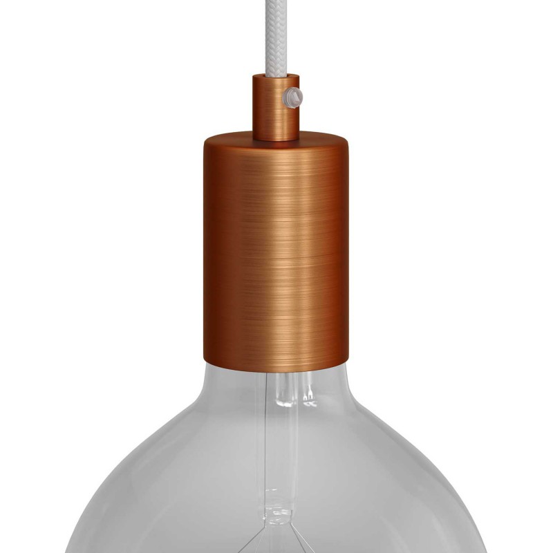 creative cables Válcová kovová objímka E27 v sadě Barva komponentu: Matná měď, Kabelová průchodka: Válcová