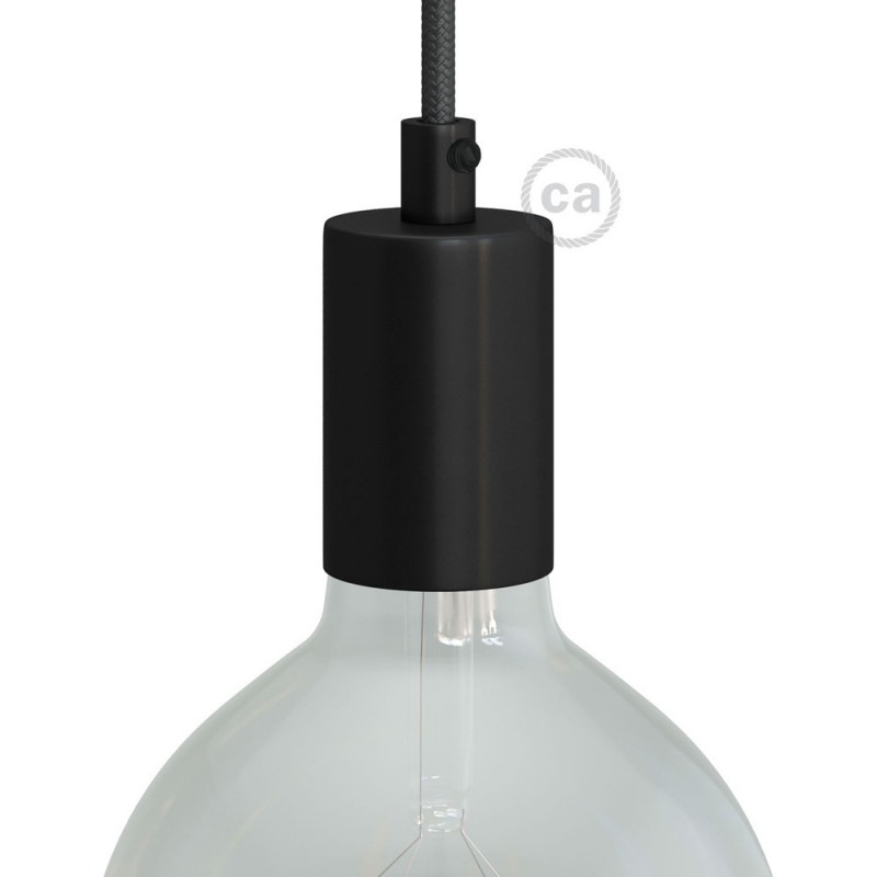 creative cables Válcová kovová objímka E27 v sadě Barva komponentu: Černá, Kabelová průchodka: Válcová