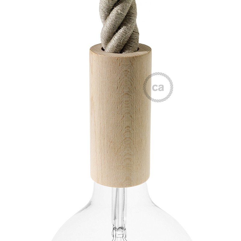 creative cables Dřevěná objímka E27 v sadě pro 3XL lanová kabel Barva komponentu: Neutrální