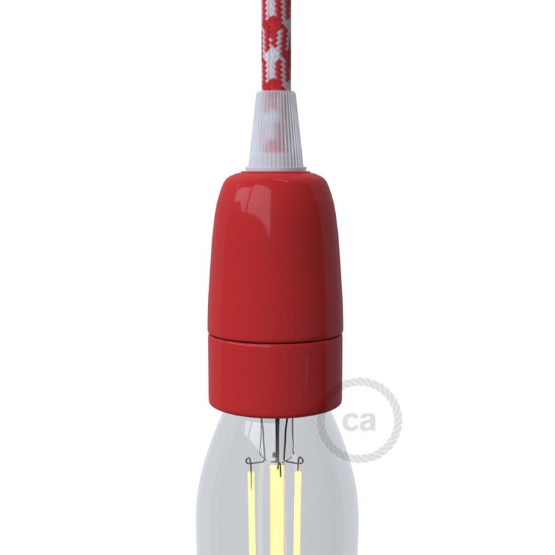 creative cables Porcelánová objímka E14 v sadě Barva komponentu: Červená