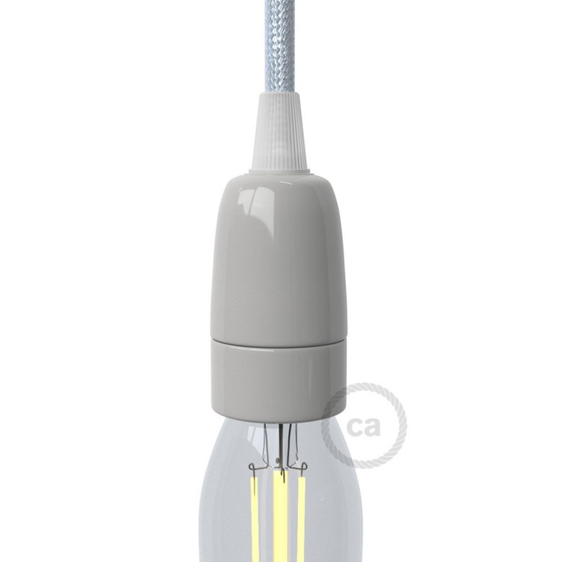 creative cables Porcelánová objímka E14 v sadě Barva komponentu: Šedá