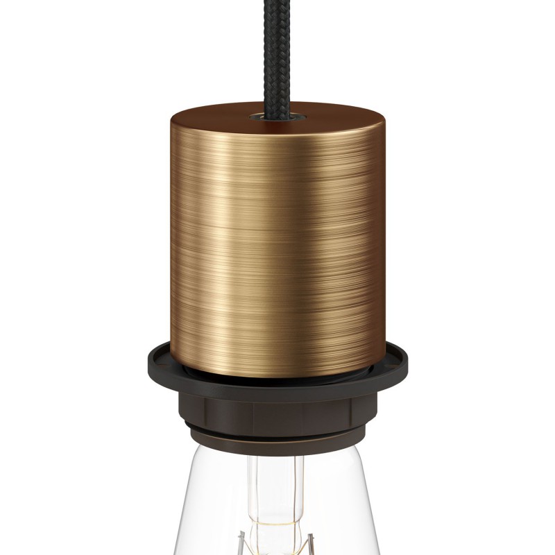 creative cables Objímka pro stínidlo E27 s kovovou krytkou a skrytou kabelovou průchodkou v sadě Barva komponentu: Matný bronz