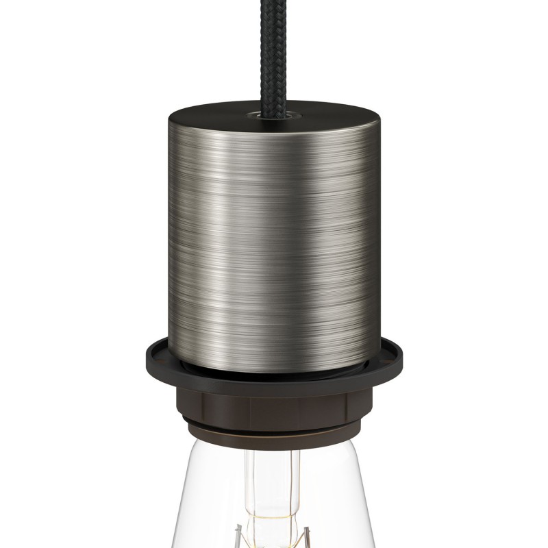 creative cables Objímka pro stínidlo E27 s kovovou krytkou a skrytou kabelovou průchodkou v sadě Barva komponentu: Matný chrom