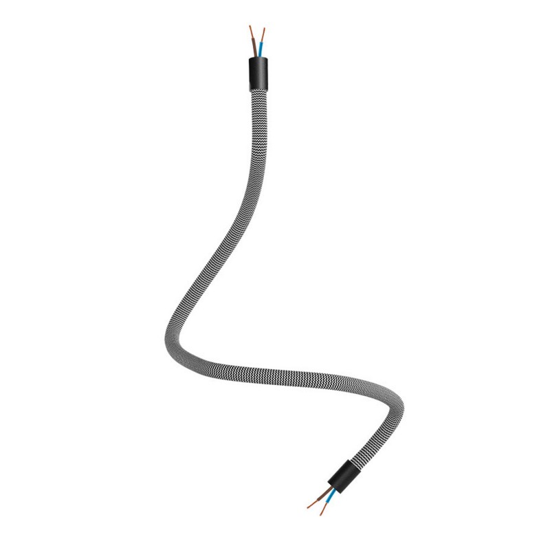 creative cables Creative flex - ohebná trubice potažena cik-cak černo bílou textilií RZ04 Délka: 60 cm, Barva komponentu: Černá