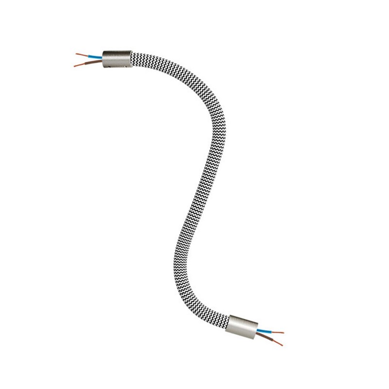 creative cables Creative flex - ohebná trubice potažena cik-cak černo bílou textilií RZ04 Délka: 30 cm, Barva komponentu: Matný chrom