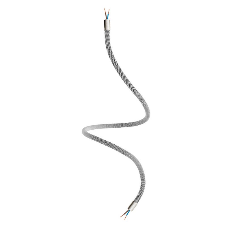 creative cables Creative flex - ohebná trubice potažena cik-cak černo bílou textilií RZ04 Délka: 90 cm, Barva komponentu: Matný chrom