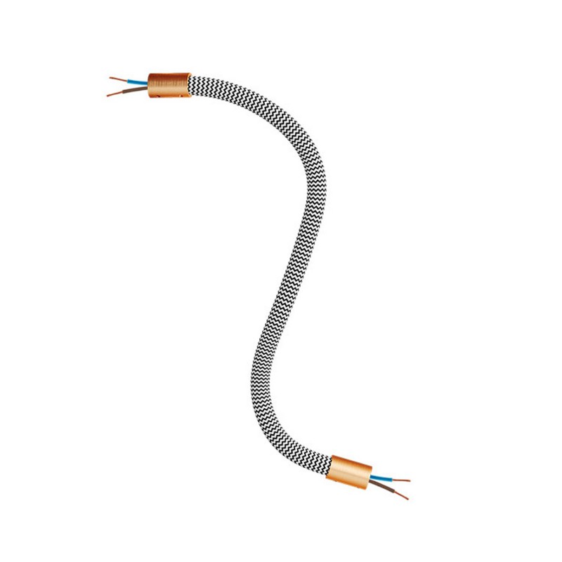 creative cables Creative flex - ohebná trubice potažena cik-cak černo bílou textilií RZ04 Délka: 30 cm, Barva komponentu: Matná měď