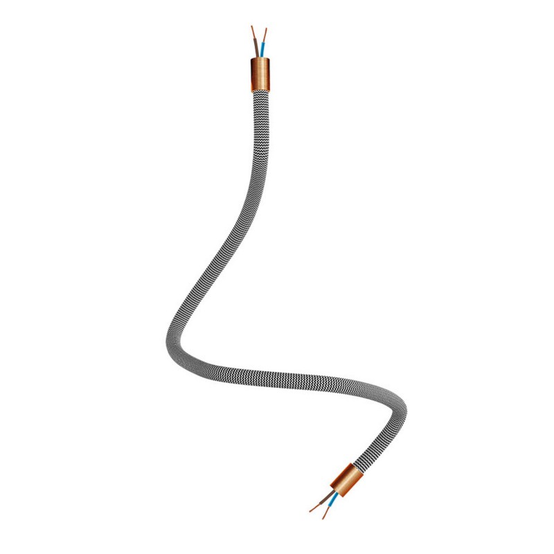 creative cables Creative flex - ohebná trubice potažena cik-cak černo bílou textilií RZ04 Délka: 60 cm, Barva komponentu: Matná měď