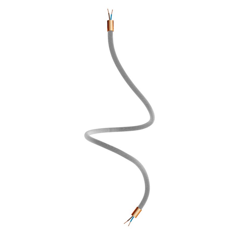 creative cables Creative flex - ohebná trubice potažena cik-cak černo bílou textilií RZ04 Délka: 90 cm, Barva komponentu: Matná měď