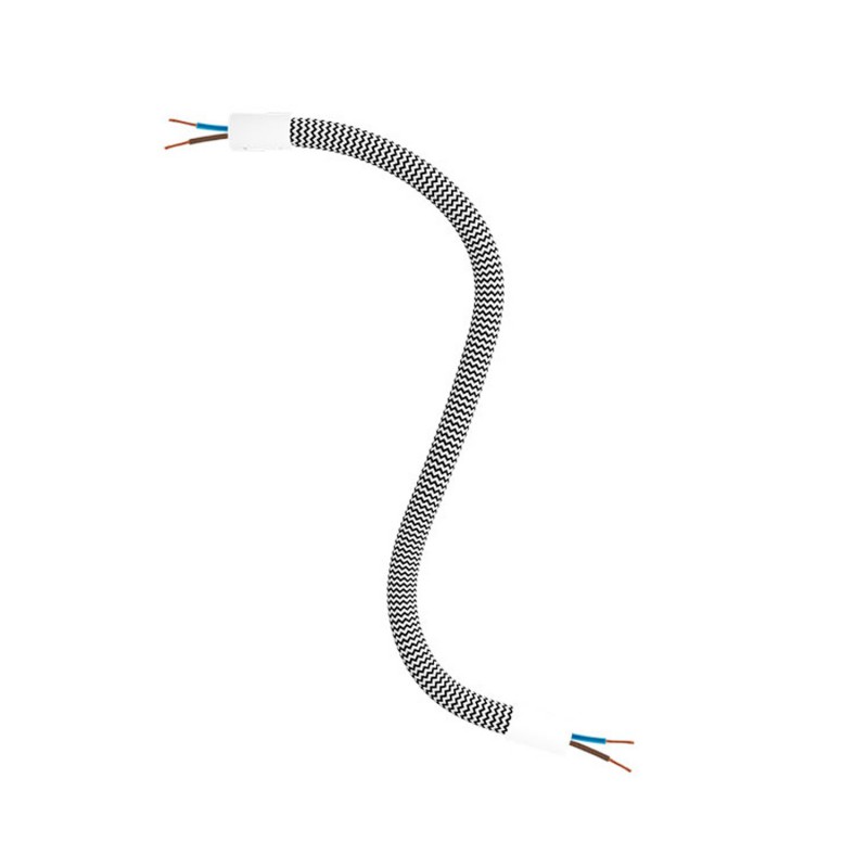 creative cables Creative flex - ohebná trubice potažena cik-cak černo bílou textilií RZ04 Délka: 30 cm, Barva komponentu: Matná bílá