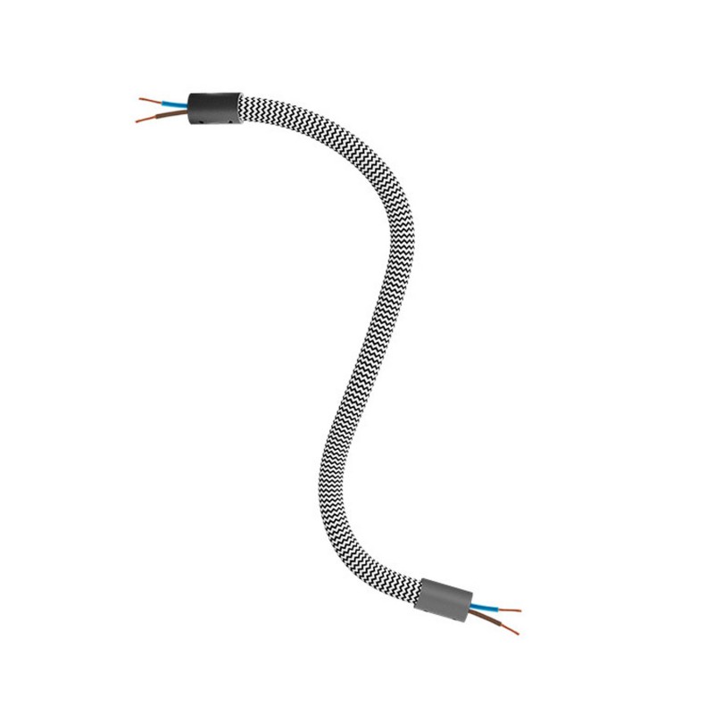 creative cables Creative flex - ohebná trubice potažena cik-cak černo bílou textilií RZ04 Délka: 30 cm, Barva komponentu: Černá