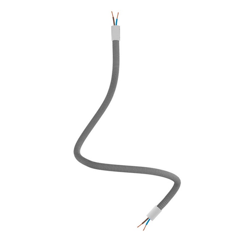 creative cables Creative flex - ohebná trubice potažena cik-cak černo bílou textilií RZ04 Délka: 60 cm, Barva komponentu: Matná bílá