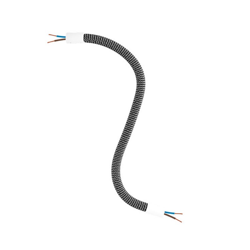 Levně creative cables Creative flex - ohebná trubice potažena cik-cak černo stříbrnou textilií RZ30 Délka: 30 cm, Barva komponentu: Matná bílá