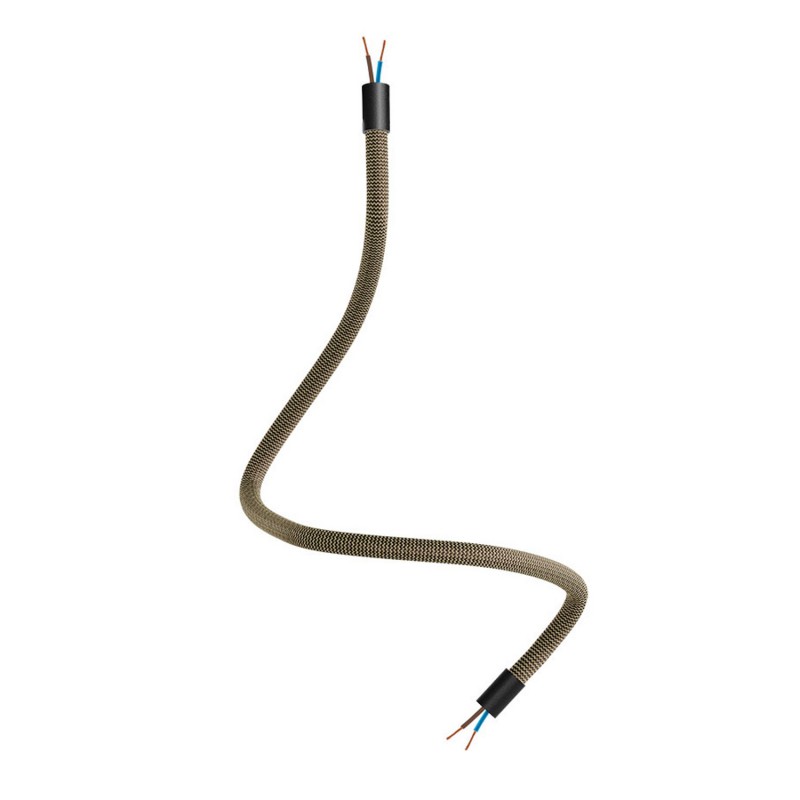 creative cables Creative flex - ohebná trubice potažena cik-cak černo zlatou textilií RZ24 Délka: 60 cm, Barva komponentu: Černá