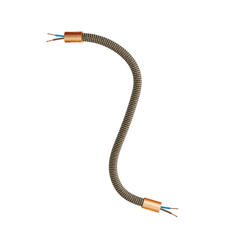 creative cables Creative flex - ohebná trubice potažena cik-cak černo zlatou textilií RZ24 Délka: 30 cm, Barva komponentu: Matná měď