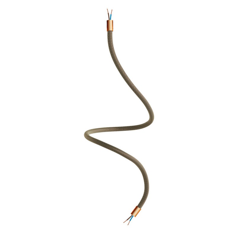 creative cables Creative flex - ohebná trubice potažena cik-cak černo zlatou textilií RZ24 Délka: 90 cm, Barva komponentu: Matná měď