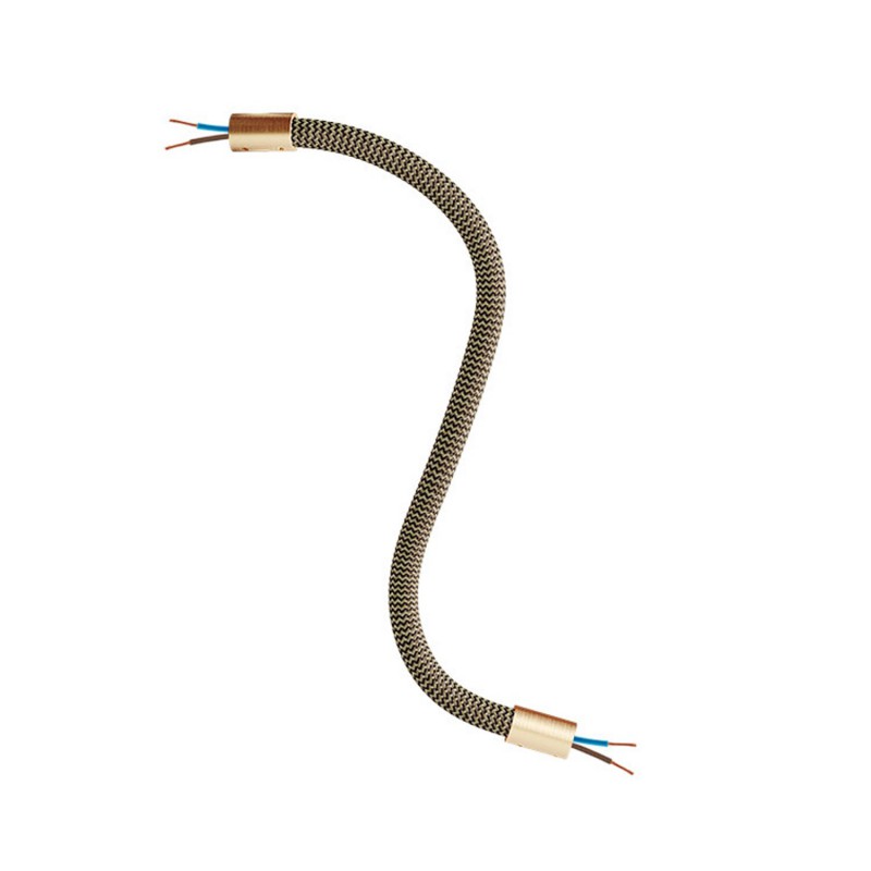 creative cables Creative flex - ohebná trubice potažena cik-cak černo zlatou textilií RZ24 Délka: 30 cm, Barva komponentu: Matná bronz
