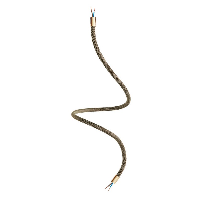 creative cables Creative flex - ohebná trubice potažena cik-cak černo zlatou textilií RZ24 Délka: 90 cm, Barva komponentu: Matná bronz