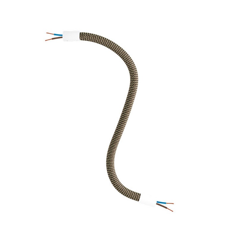 creative cables Creative flex - ohebná trubice potažena cik-cak černo zlatou textilií RZ24 Délka: 30 cm, Barva komponentu: Matná bílá