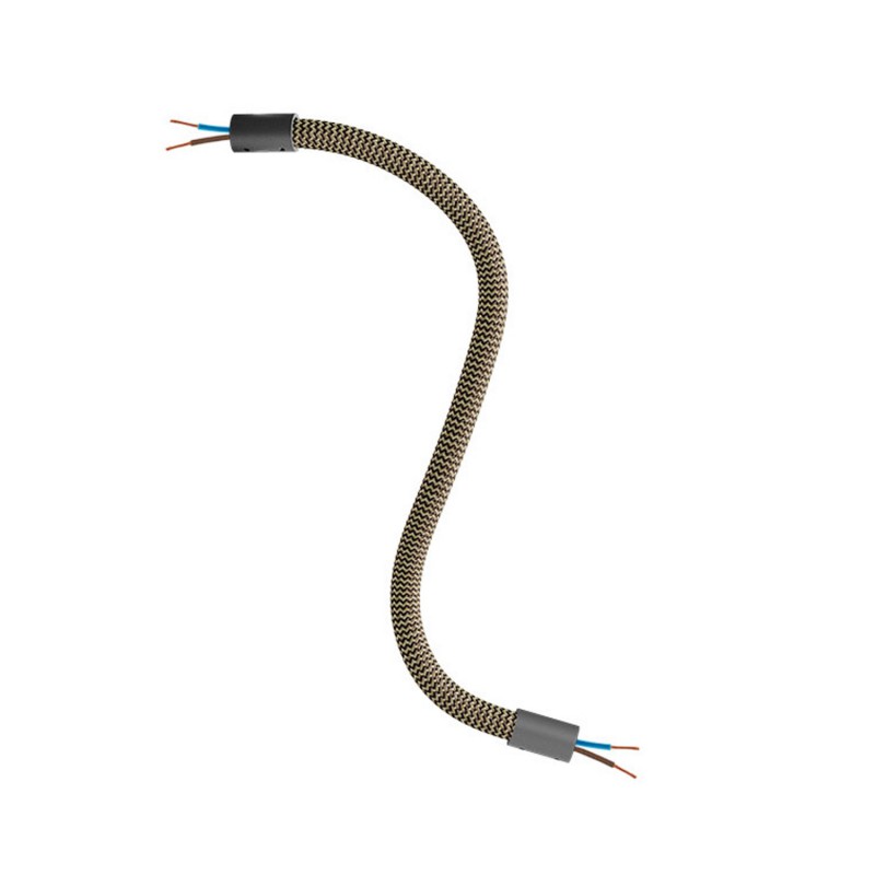 creative cables Creative flex - ohebná trubice potažena cik-cak černo zlatou textilií RZ24 Délka: 30 cm, Barva komponentu: Černá
