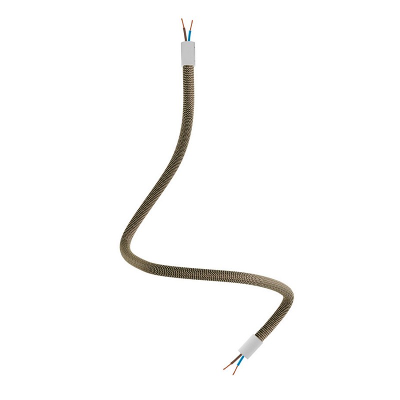 creative cables Creative flex - ohebná trubice potažena cik-cak černo zlatou textilií RZ24 Délka: 60 cm, Barva komponentu: Matná bílá