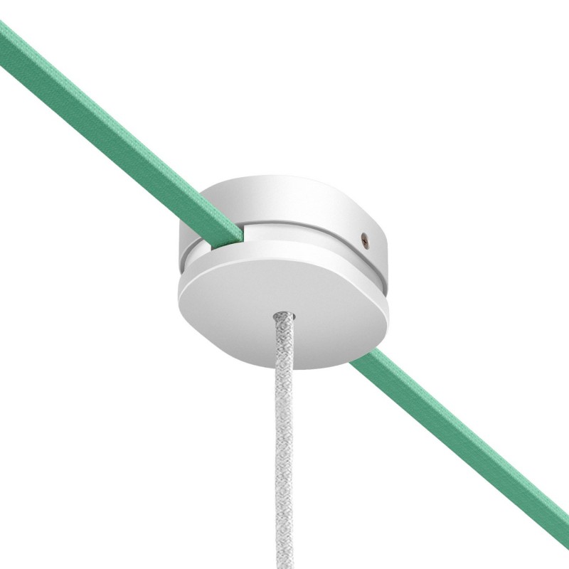 creative cables Oválný dřevěný stropní baldachýn s 1 středovým a 2 bočními otvory pro Filé systém Barva komponentu: Bílá