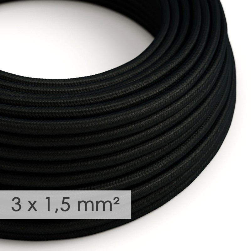 Levně creative cables Textilní elektrický kabel 3x1,5 - umělý hedváb RM04 černý