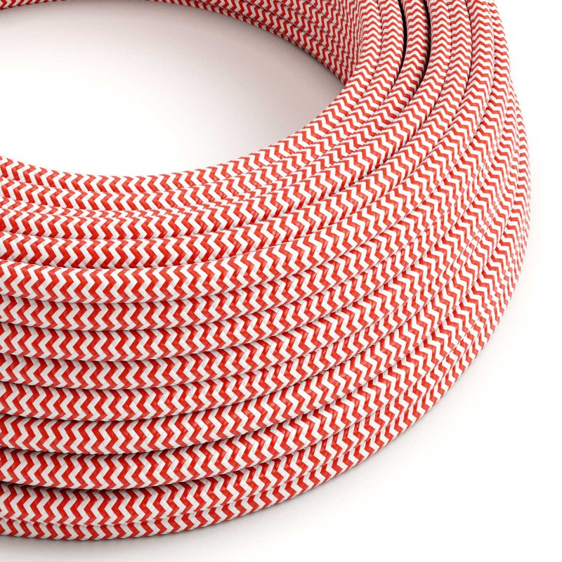 Levně creative cables Hedvábný textilní elektrický kabel, RZ09 červeno bílý cik cak Počet žil: 2x0.75