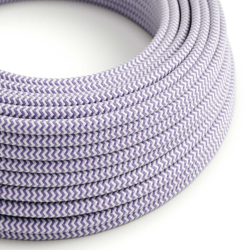 Levně creative cables Hedvábný textilní elektrický kabel, RZ07 lilavo bílý cik cak Počet žil: 2x0.75