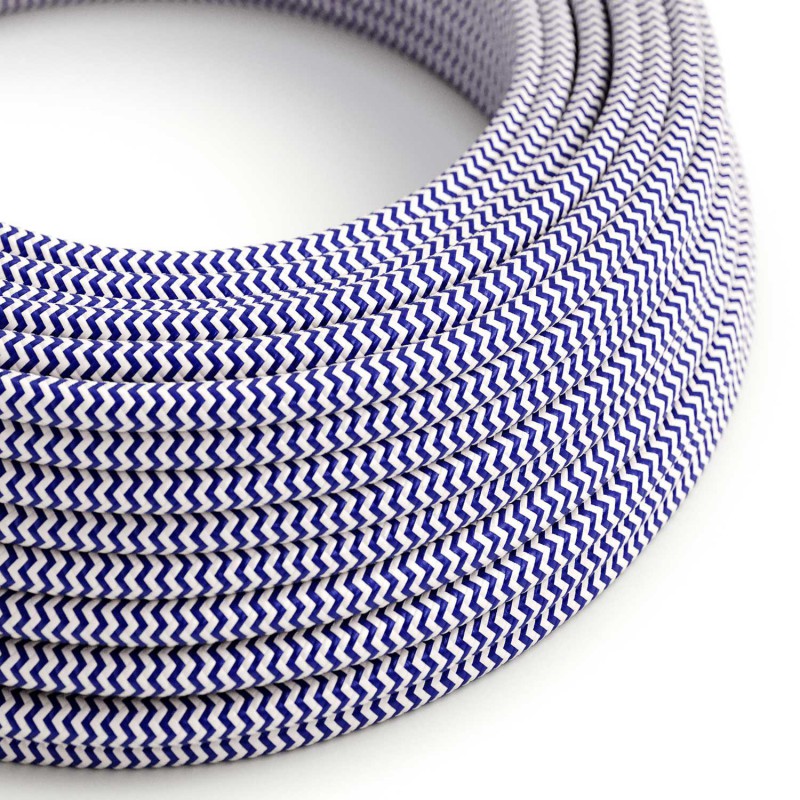 Levně creative cables Hedvábný textilní elektrický kabel, RZ12 modro bílý cik cak Počet žil: 2x0.75