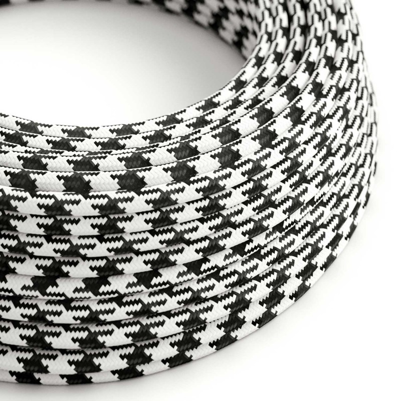 Levně creative cables Hedvábný textilní elektrický kabel, dvoubarevný, RP04 černo bílý Počet žil: 2x0.75